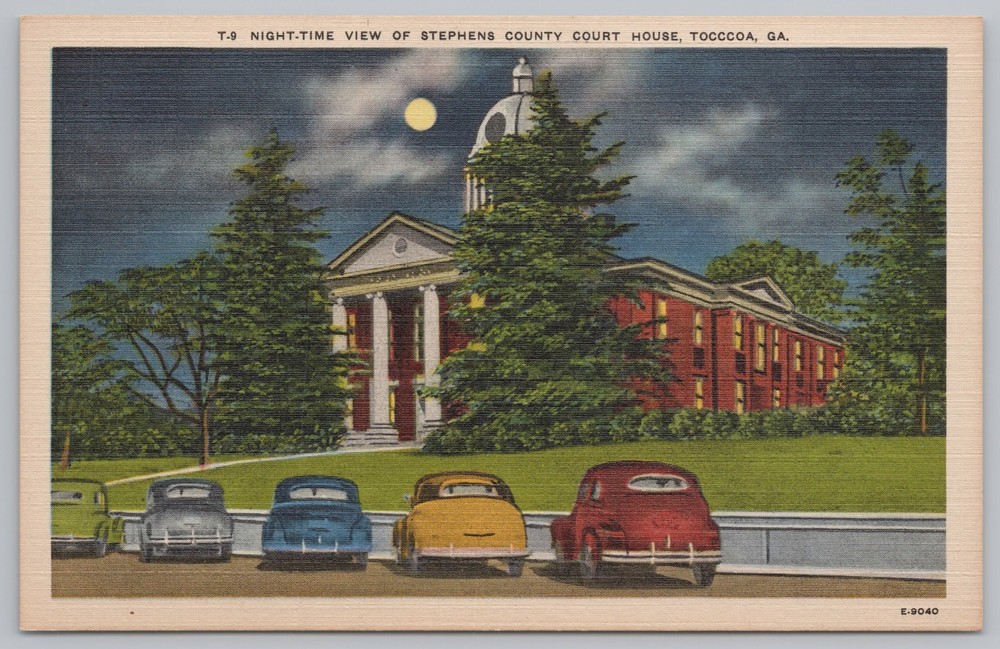 Toccoa Georgia~Stephens County Courthouse~Linen Vintage Postcard