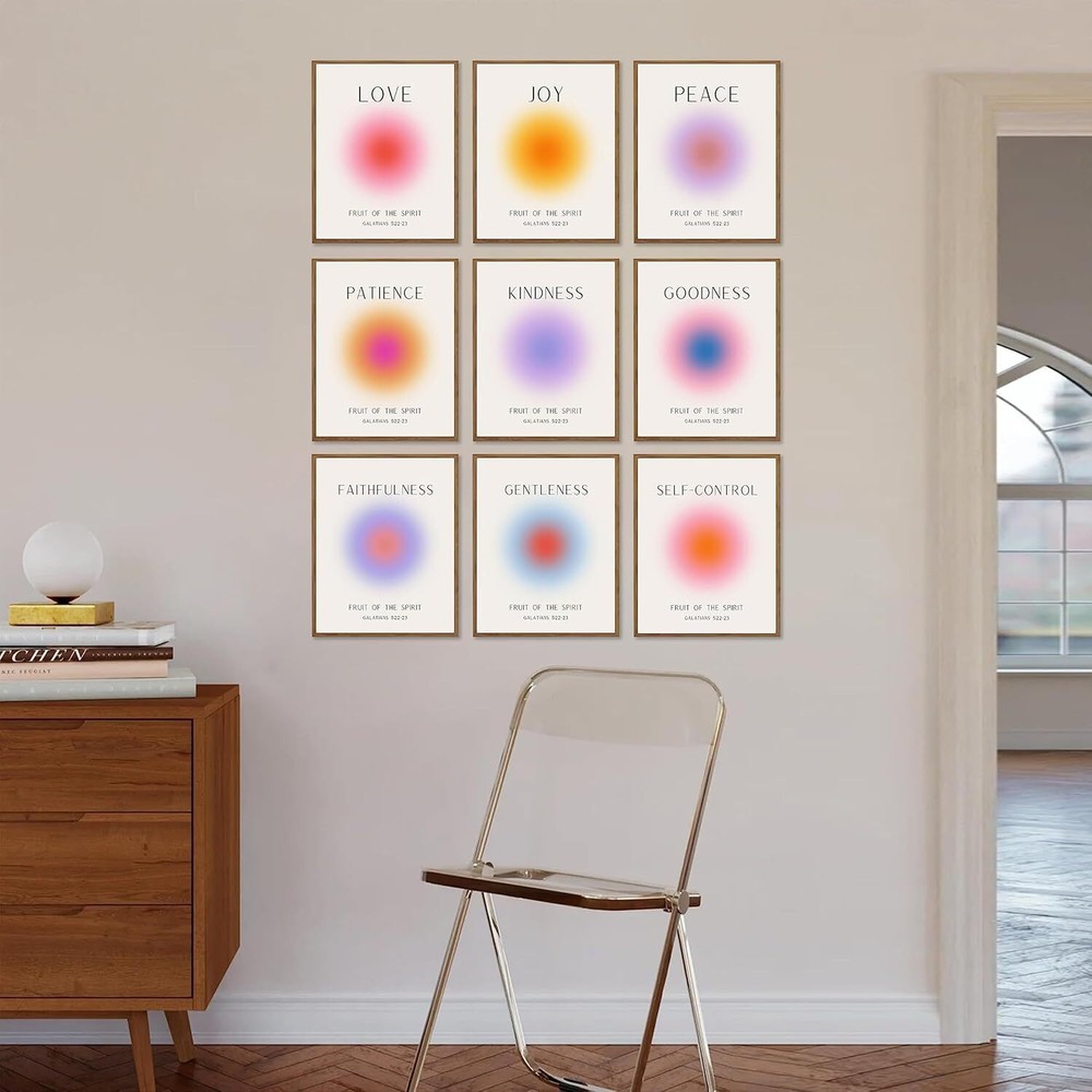 Fruit of the Spirit Scripture Wall Art Set of 9 Aura Prints