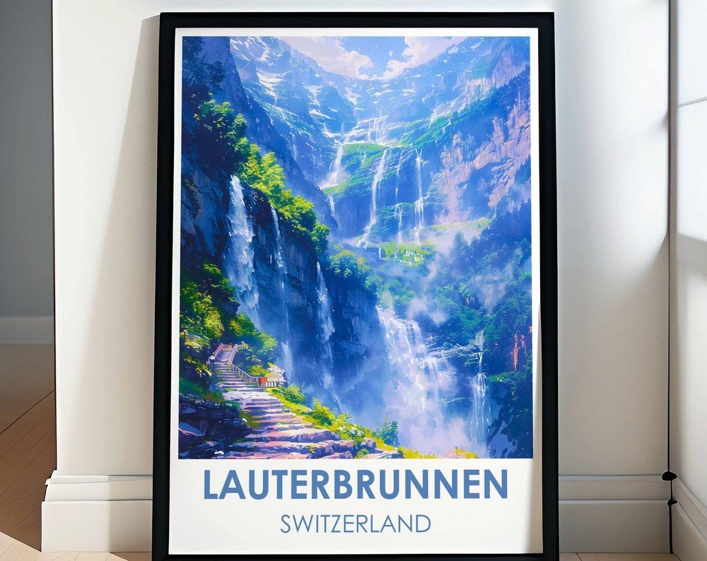 Waterfalls Of Lauterbrunnen Decor Trmmelbach Falls Art Print Lauterbrunnen