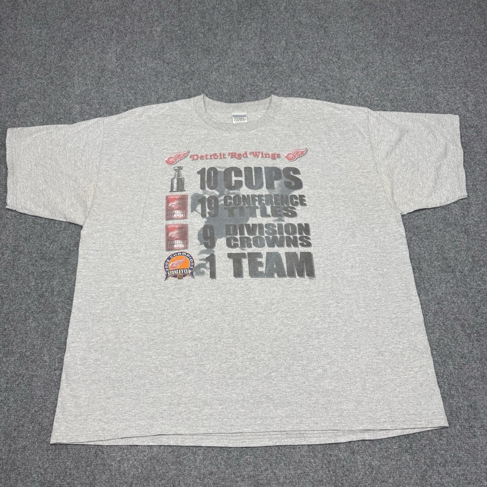 VTG Detroit Red Wings Shirt Men’s XXL Gray Stanley Cup Champs Y2K 00s Gildan