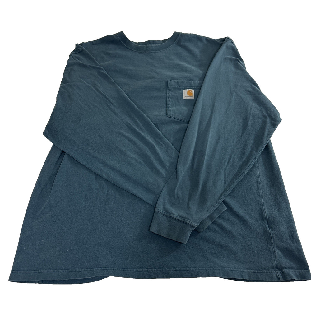 Carhartt Shirt Mens XL Blue Workwear Pocket T-Shirt Original Fit Long Sleeve