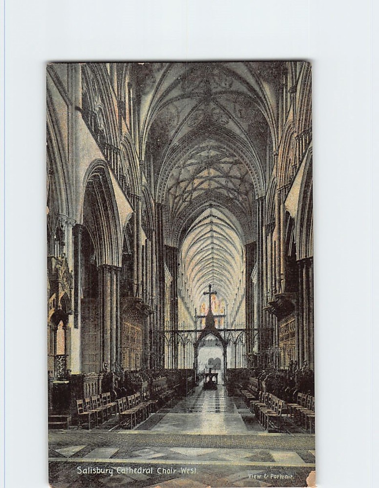 Postcard Interior Choir West Salisbury Cathedral England