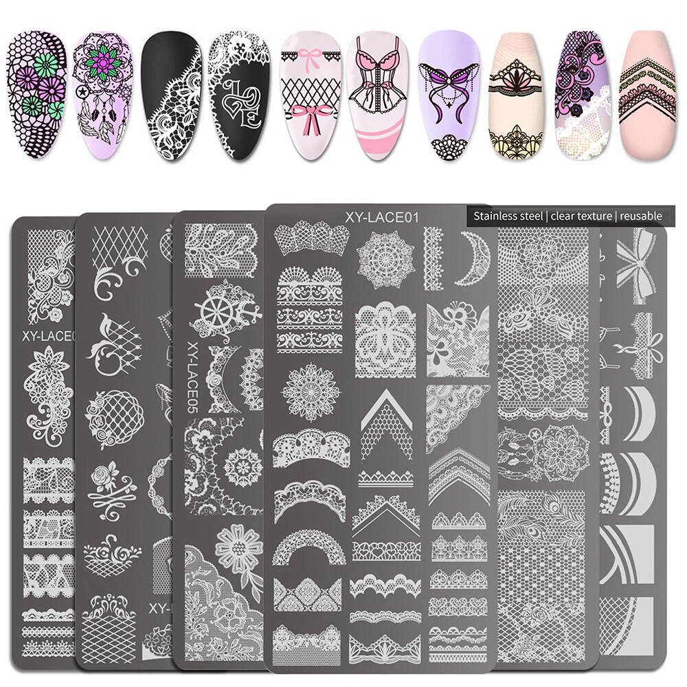 Gel Polish Paint Lace Flowers Nail Stamping Plates Nail Art Template DIY Nail
