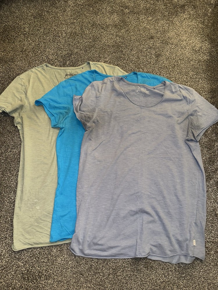 Men's Jack & Jones 3-Pack XL Plain T-Shirts Regular Fit Bundle