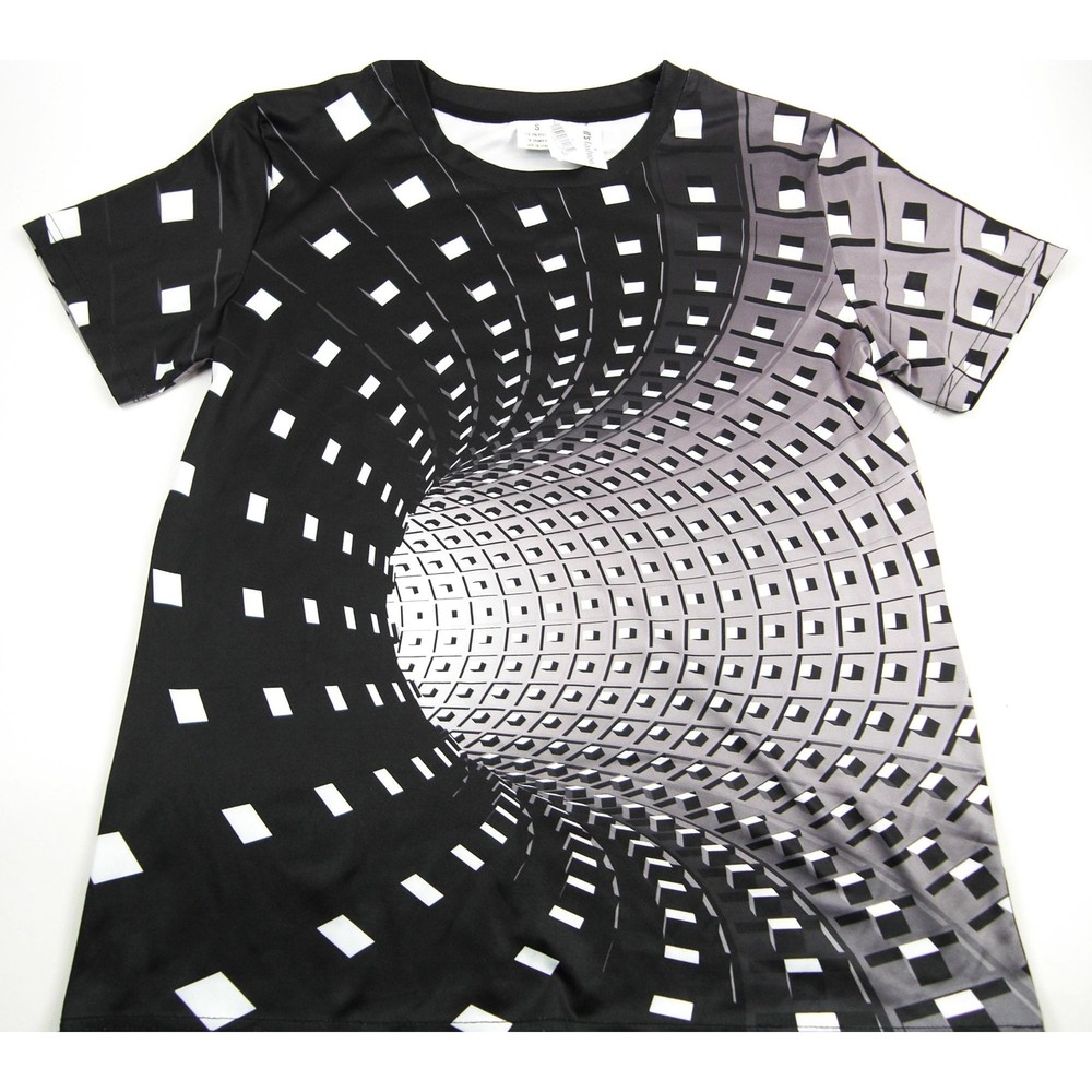Men's Graphic Tee Shirt Abstract Pull Over Black Size Small Short Sleeve 3D Prin-image