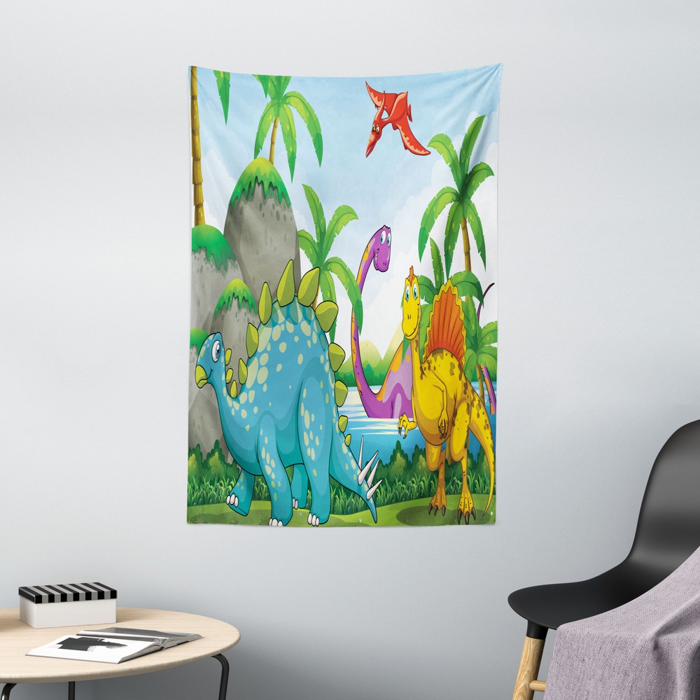 Nature Tapestry Dinosaurs in the Jungle Print Wall Hanging Decor