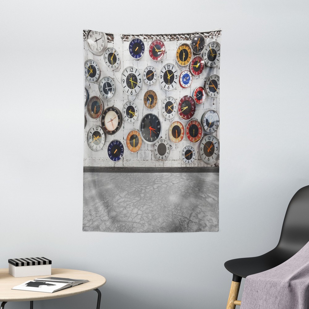 Clock Tapestry Concrete Wall Design Print Wall Hanging Decor