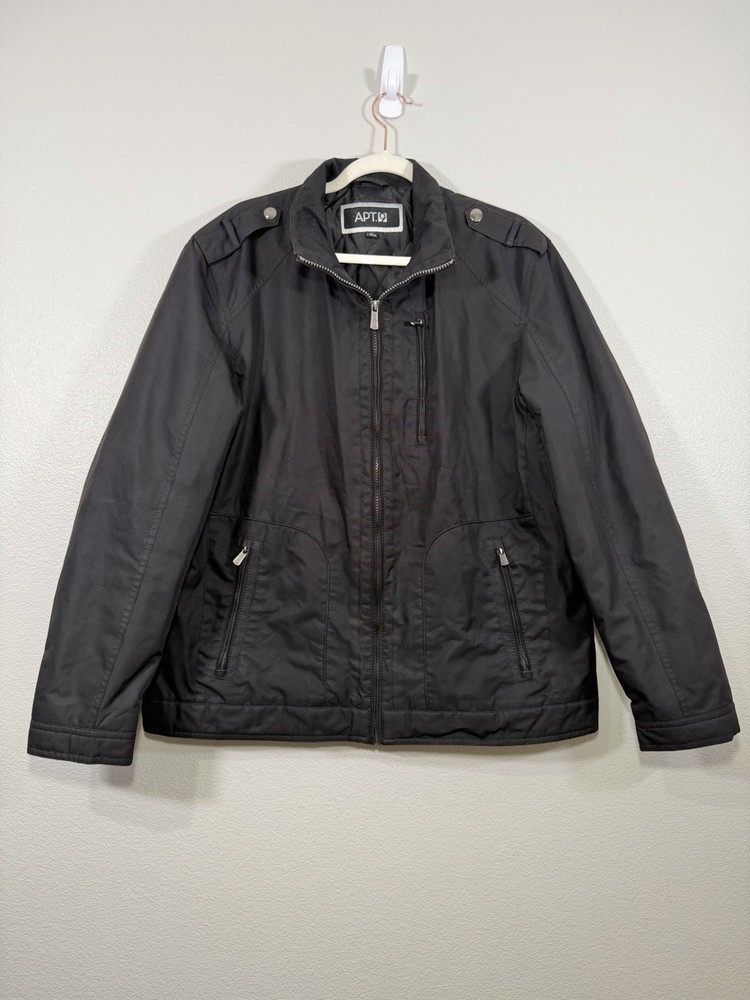Apt. 9 Jacket Coat Black Quilted Liner Men Zip Up Weather Resistant Utility L