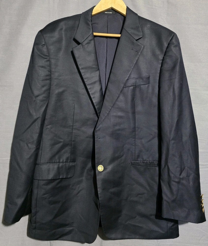 Lauren Ralph Lauren Jacket Mens 42R Navy Blazer Gold Button Sport Coat READ