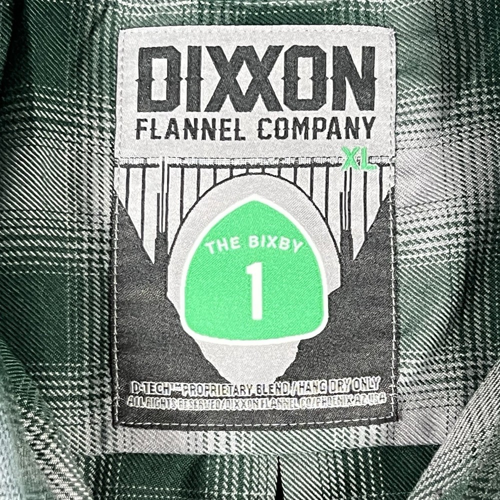 Dixxon The Bixby Men's XL Green/Gray Plaid Flannel Long Sleeve Button-Up Pockets