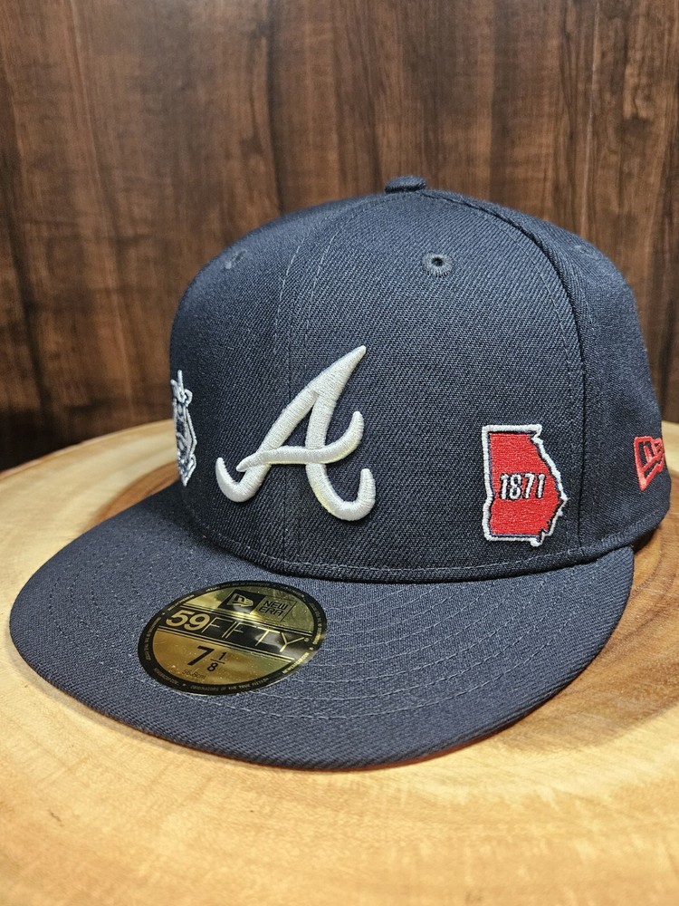 Atlanta Braves New Era 59Fifty Fitted Hat Cap Size 7 1/8 NL Ga Patch