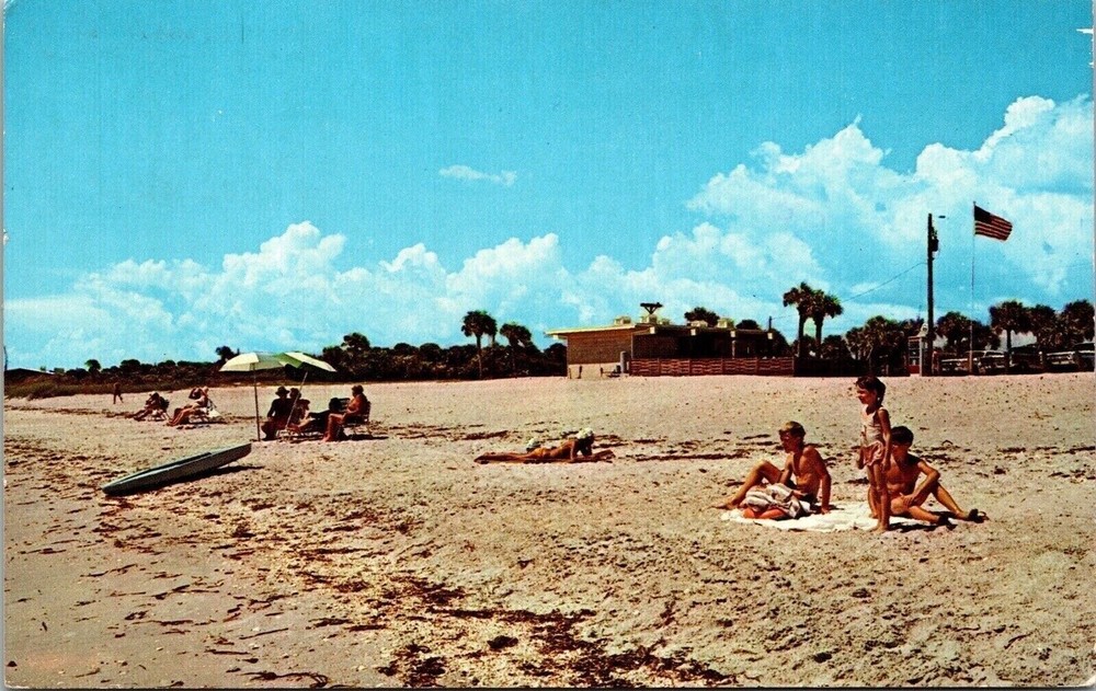 North End Manasota Key Sandy Beach Scene PPL Flag Englewood Florida FL Postcard