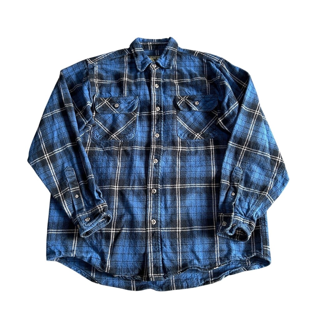 Vintage Field & Stream Flannel Shirt Men's Size LT Large Blue Plaid Button Up