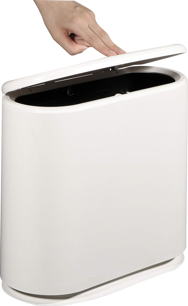 2.4 Gallon Slim Plastic Trash Can Wastebasket,10 Liter Rectangular Double Barrel