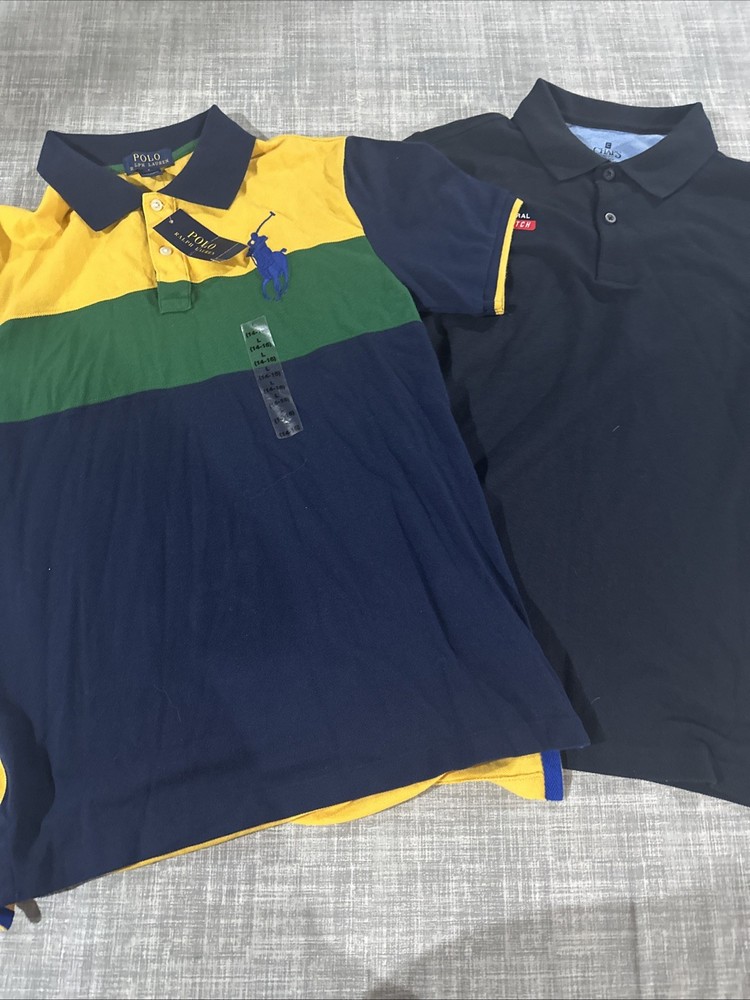 NWT Polo Ralph Lauren Boys Big Pony Colorblock Polo Shirt Youth Large 14-16