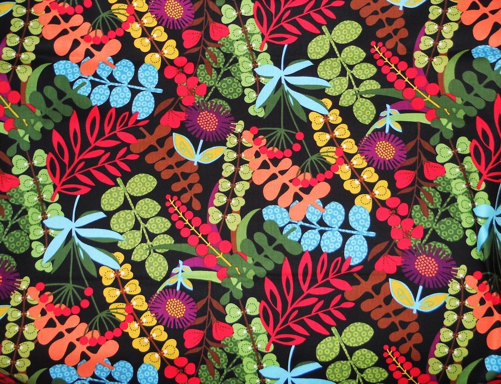 Curtain Valance Tropical Modern Abstract Palm Fern Leaf Flower Black 42x14-image