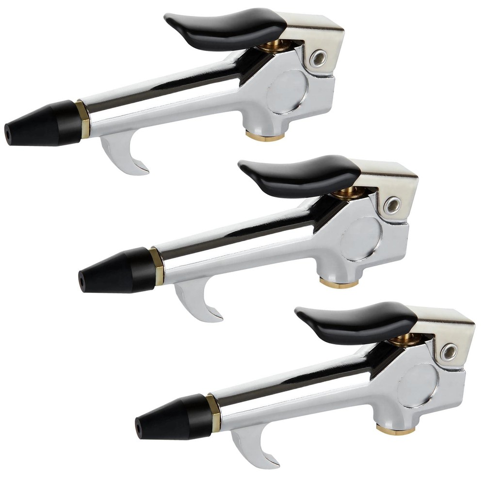 3PCS Air Blow , Air Compressor Air Nozzle with Rubber and Safety Tip, 1/4