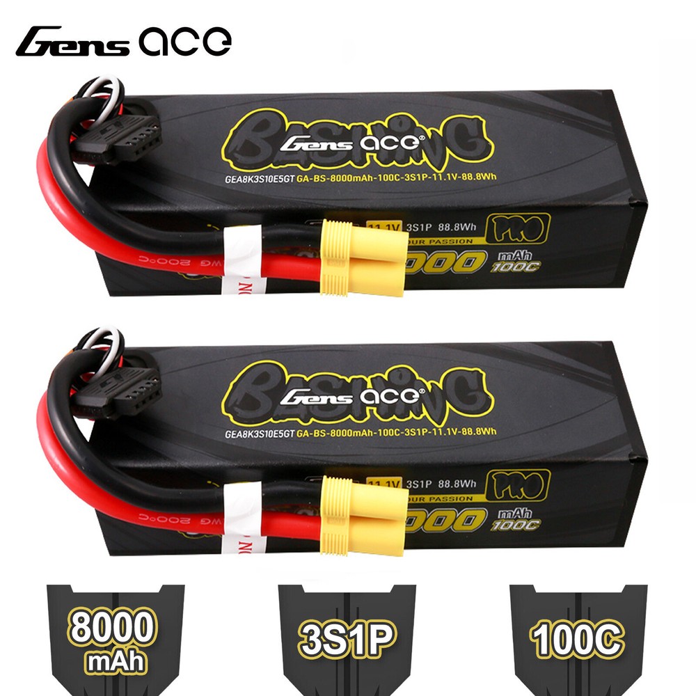 2X Gens Ace G-Tech Bashing 8000mAh11.1V 100C 3S Lipo Battery EC5 For Arrma Car-image