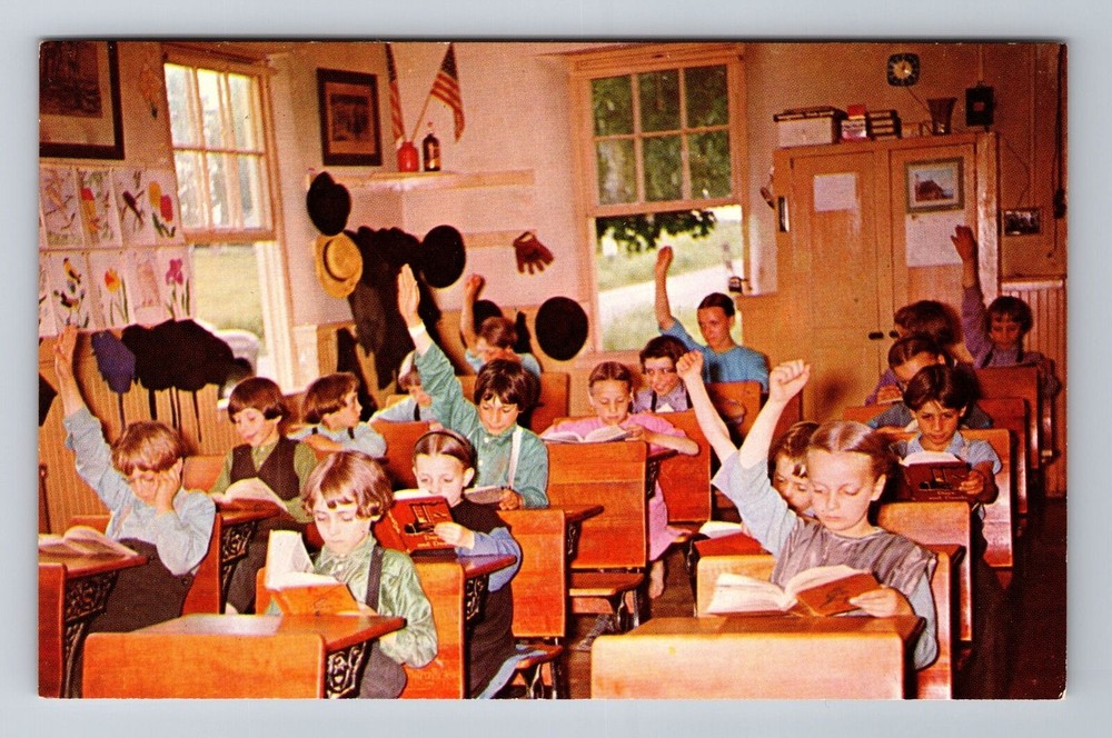 Dutch Country PA-Pennsylvania, Amish Children At School, Vintage Postcard