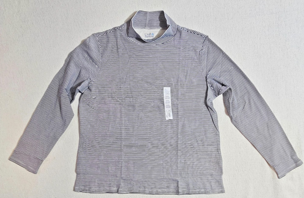 Top Black & White Striped Long Sleeve Mock Neck Women's XXL By Croft & Barrow