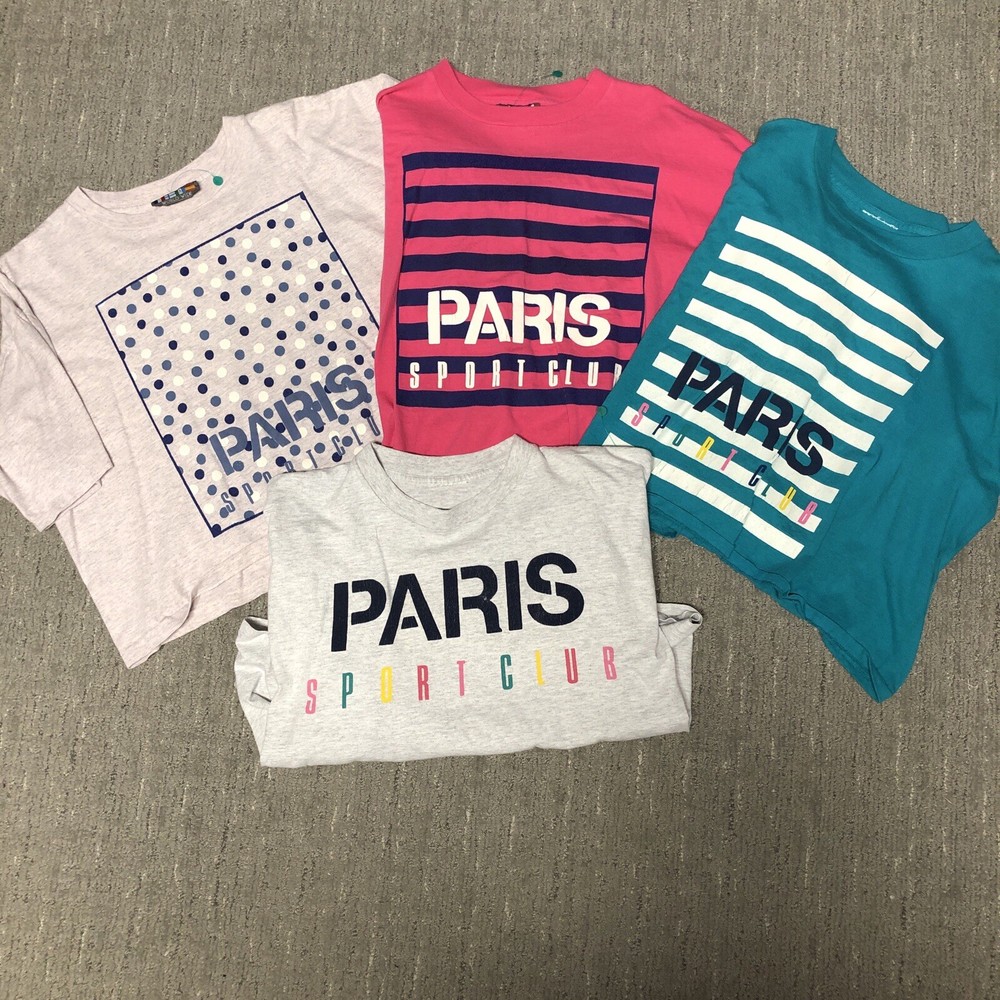 Vintage 90s Paris Sport Club Crop Tee Women’s Single Stitch Boxy Style