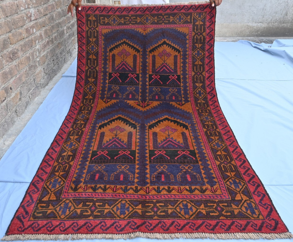 Afghan Baluchi Handmade Rug. Unique Vintage Rug.
