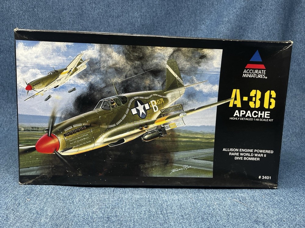 Accurate Miniatures  WWII A-36 Apache Dive Bomber 1/48 Scale Model Kit Open Box-image