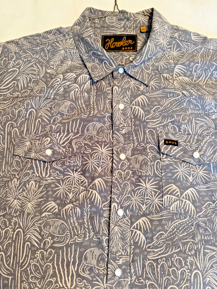 HOWLER BROTHERS Western Gators, Dillos and Cacti Snap Shirt Size XXL