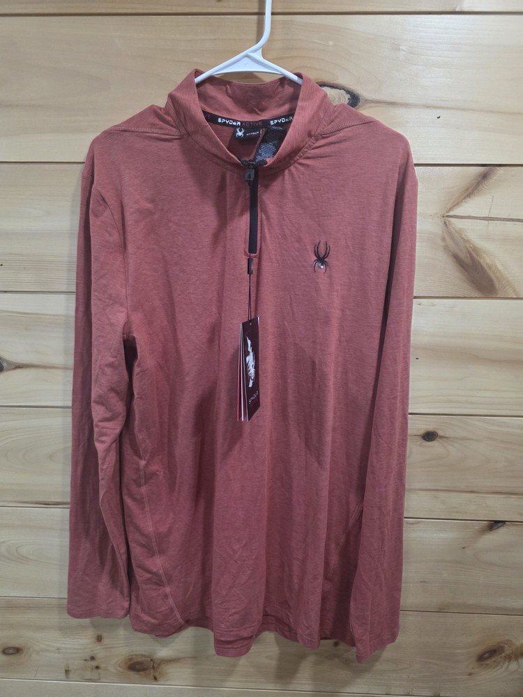 Spyder Active Men’s XL 1/4 Zip Performance Pullover Red Lightweight Stretch NWT