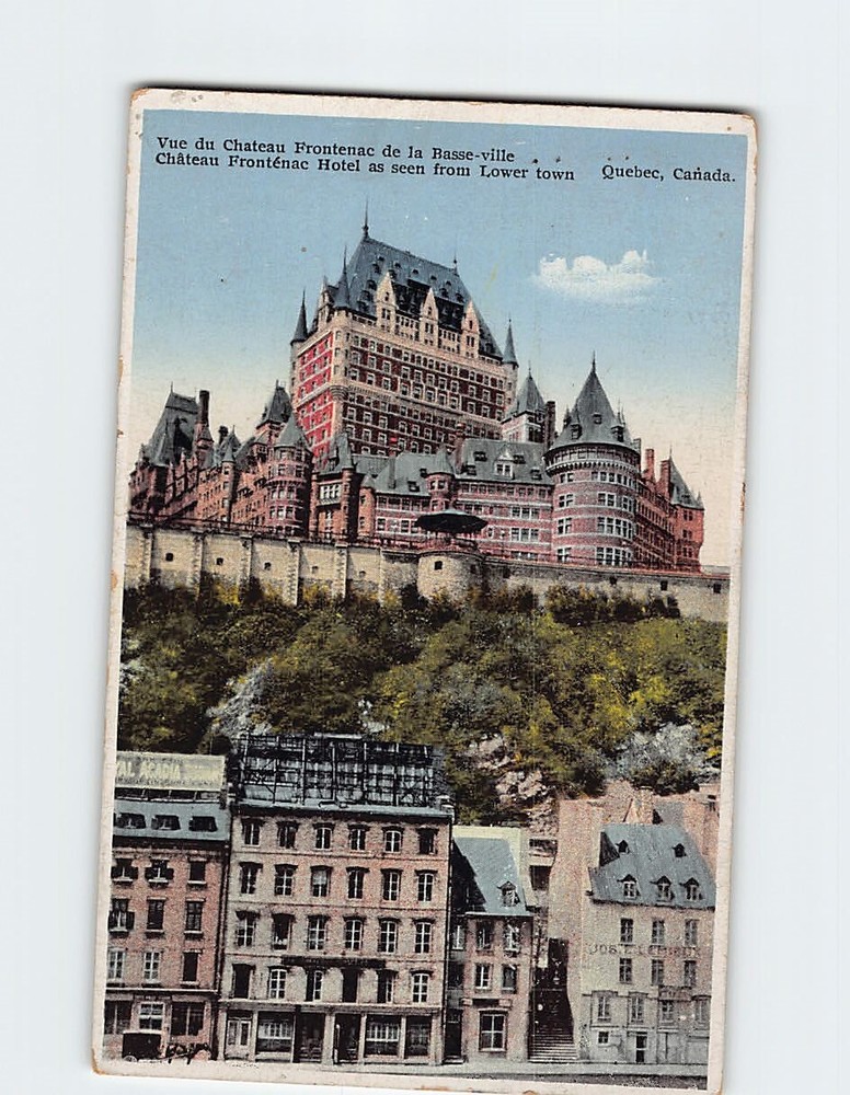 Postcard Chateau Frontenac Hotel as seen from Lower Town Quebec Canada