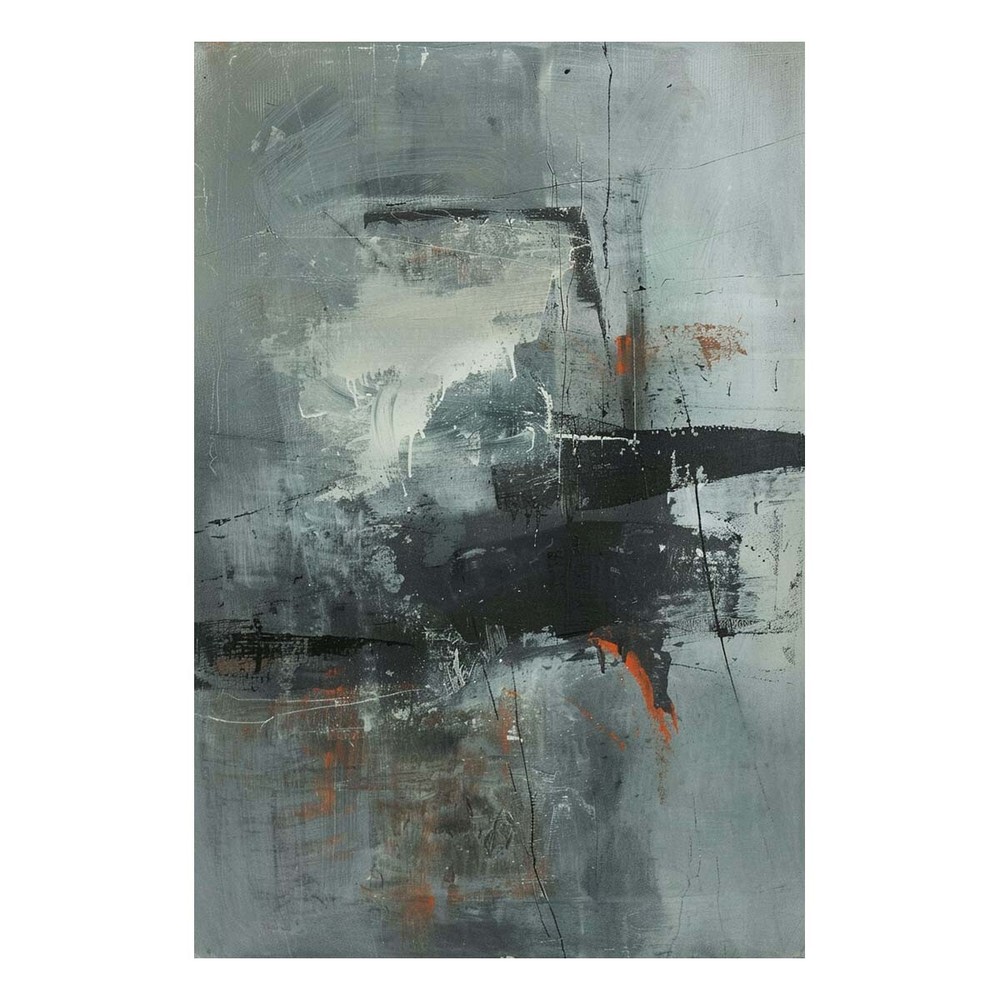 Textura pintada a mano pintura al óleo abstracta sobre lienzo arte de pared decoración del hogar gris