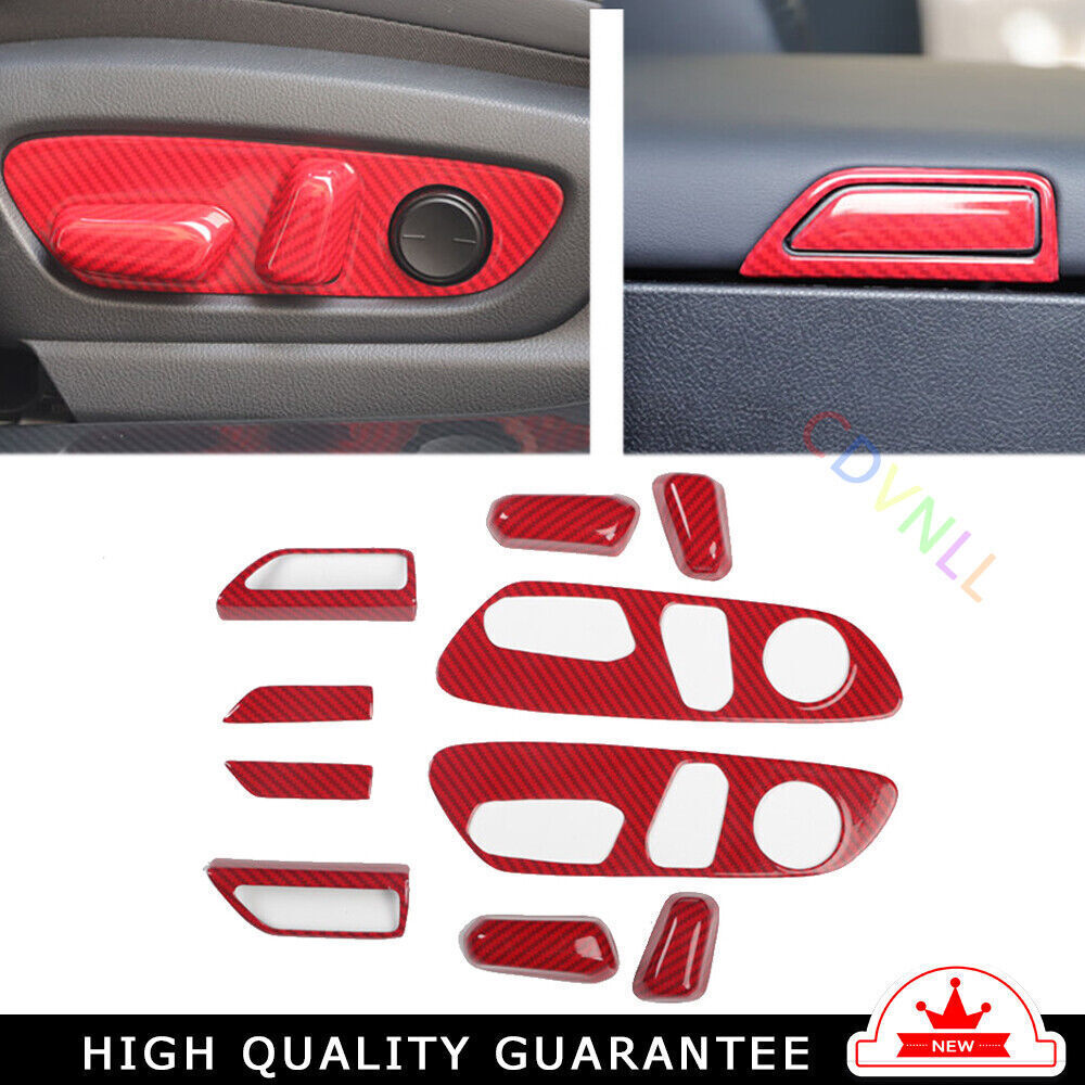 Car Interior Decoration Full Set Trim 10PCS For Lexus ES 18-21 Red Carbon Fiber