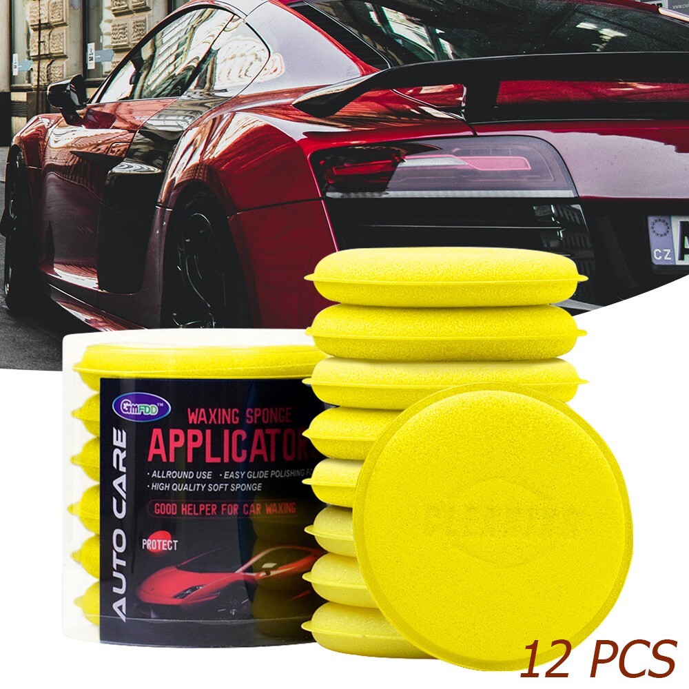 12Pcs Microfiber Foam Sponge Polish Wax Applicator Pads Car Home Cleaning Tool