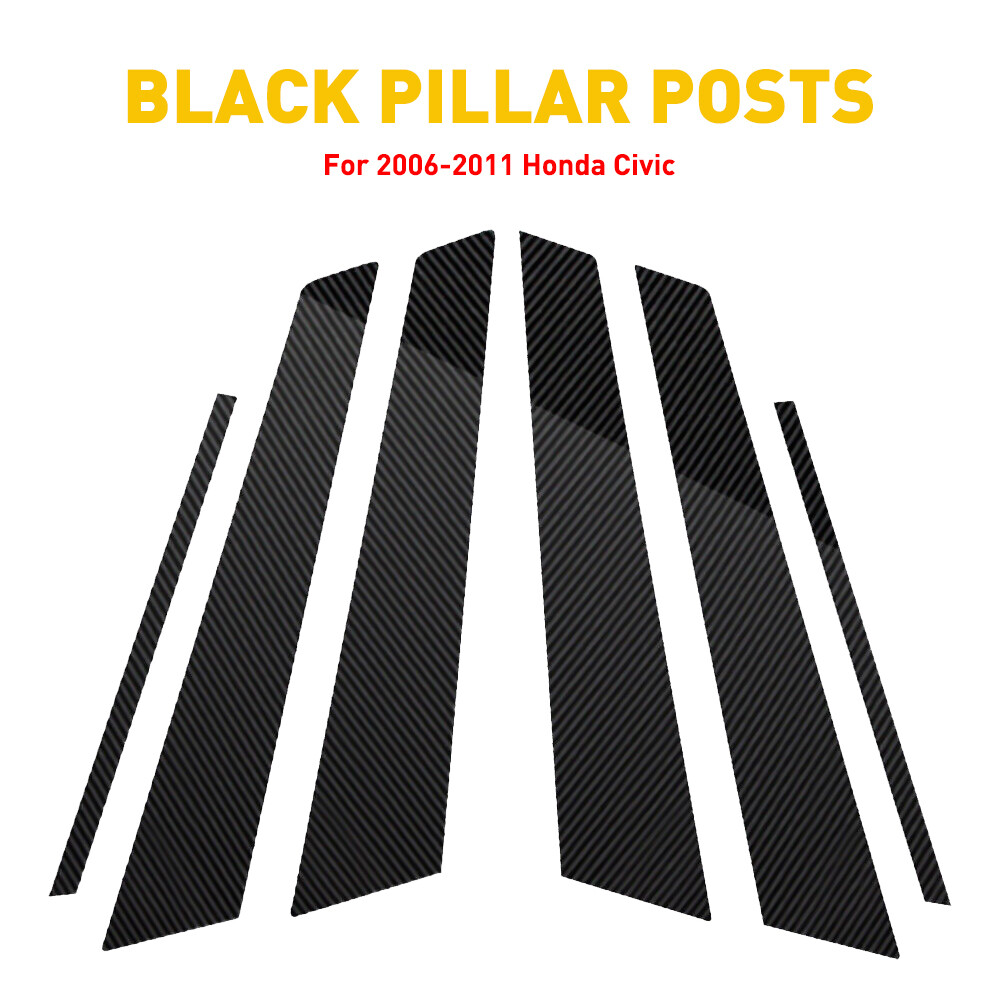 Pillar Posts for Honda Civic 06-11 6pcs Set Door Window Trim Covers Carbon Fiber