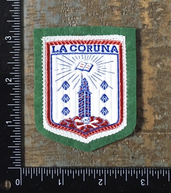 Vintage LA CORUNA Spain Coat Of Arms Crest Travel Souvenir Woven Patch