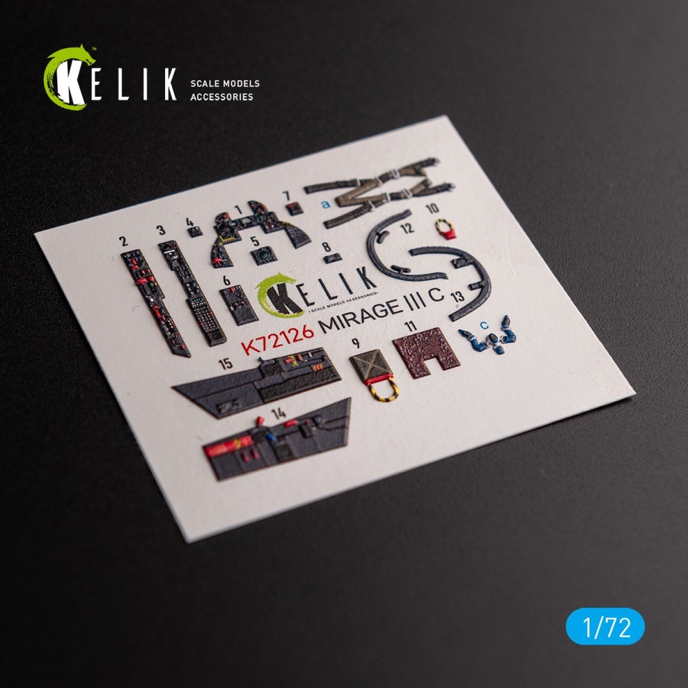 MIRAGE III C. Interior 3D Decals (for ModelSvit) Scale 1:72 KeliK K72126