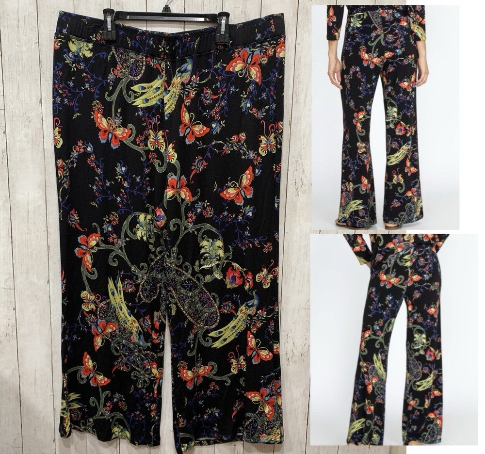 Johnny Was NWT Pottery Wide Leg Boho Pants Multi Butterfly Pattern Size 3X