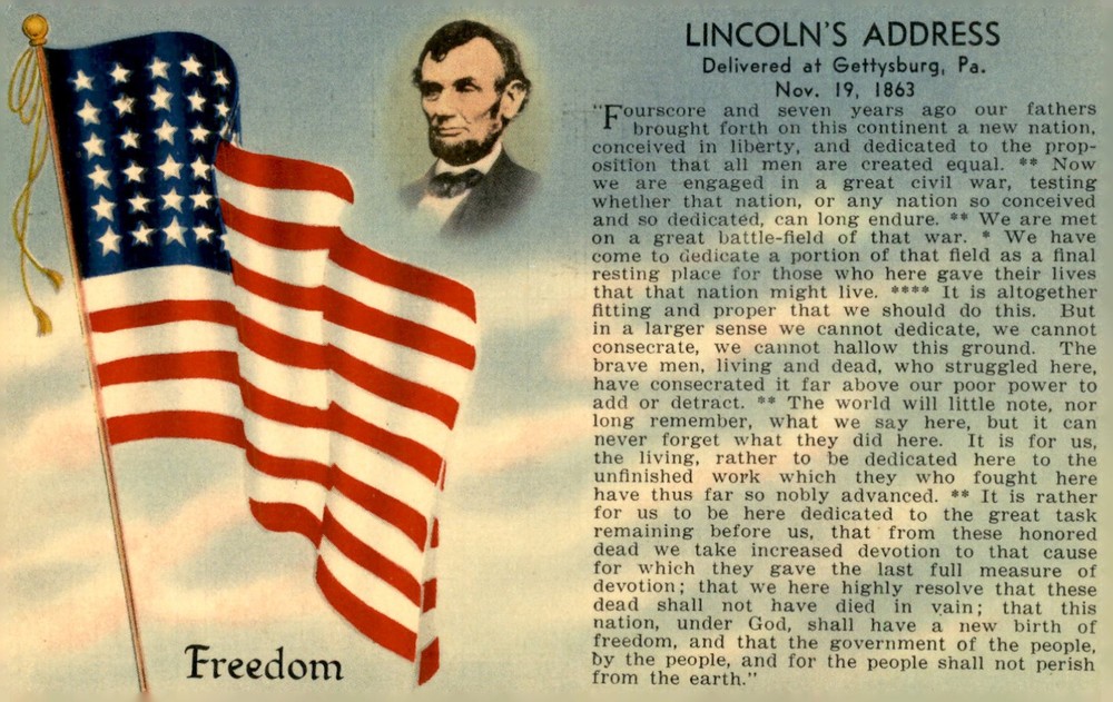 Lincoln's Gettysburg Address, 1863 Postcard