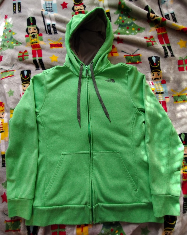 The North Face Fave Full Zip Hoodie Womens Size XL Neon Green Fleece Sweatshirt