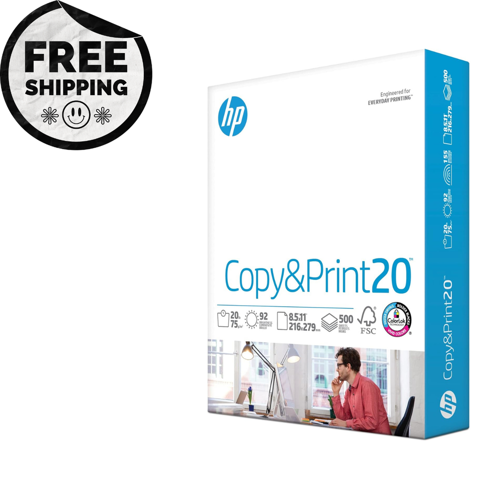 HP Printer Paper 8.5 x 11 Paper Copy &Print 20 lb 1 Ream Case - 500 Sheets