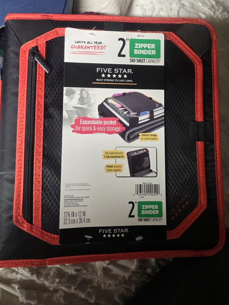 Five Star Zipper Binder With Expansion Panel, 2