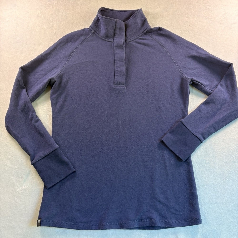 Free Fly Performance Bamboo Pullover Womens Large Blue Snap Collar Shirt