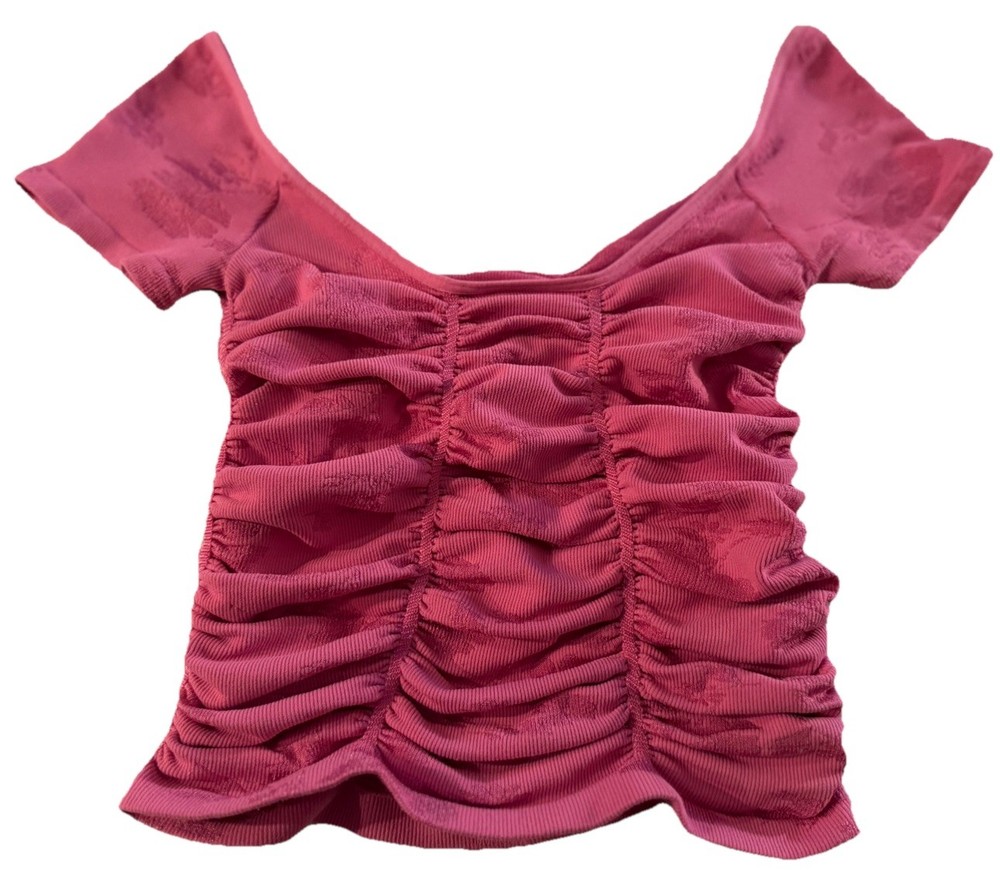 🩷Intimately FREE PEOPLE Textured Ruched Crop Top-Pink-Size XS/S🩷