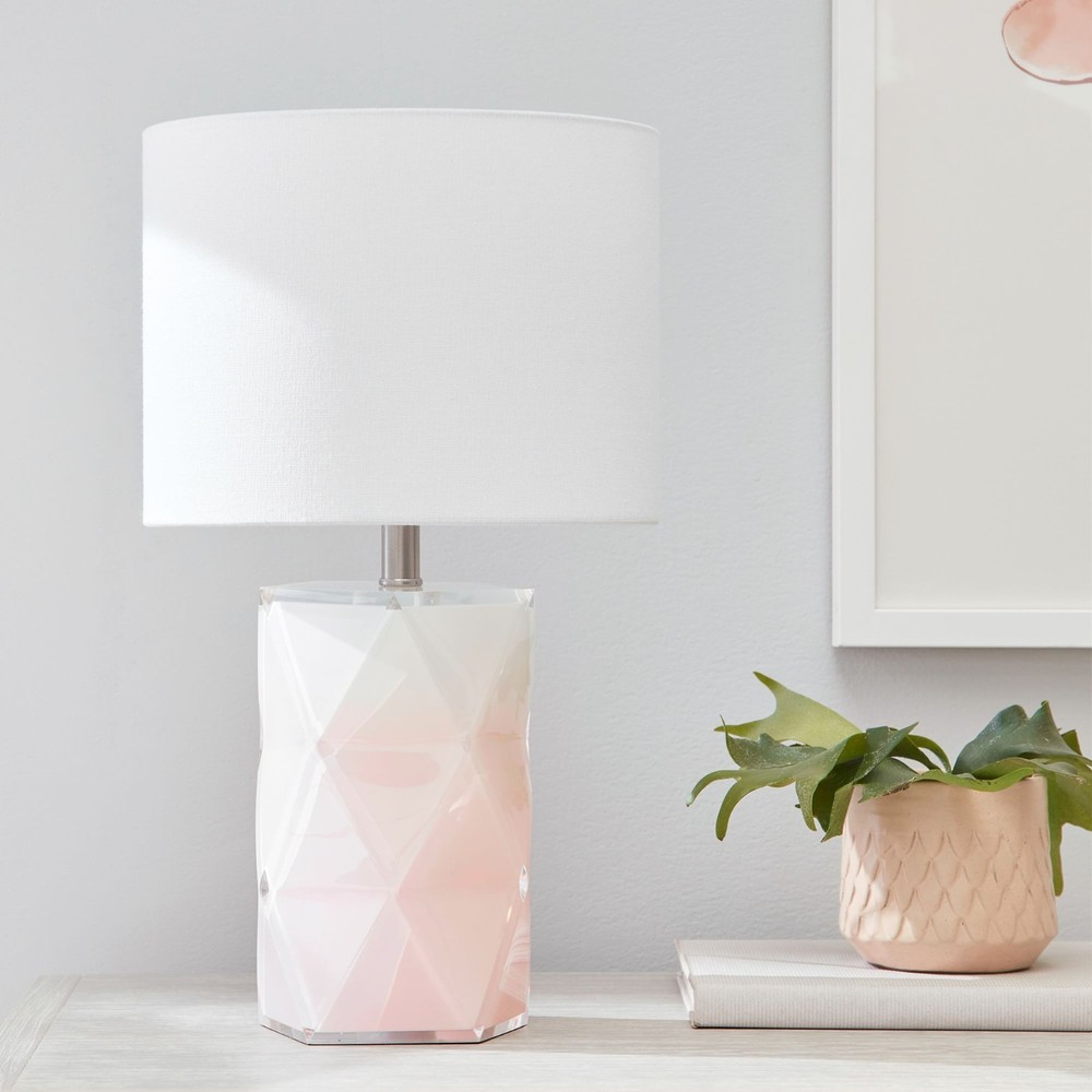 NEW - Pottery Barn Blush Ombre Prism Table Lamp (17