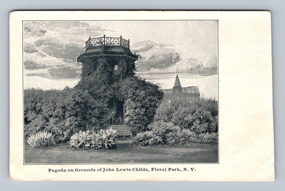 Floral Park NY-New York Pagoda On Grounds Of John Lewis Childs Vintage Postcard