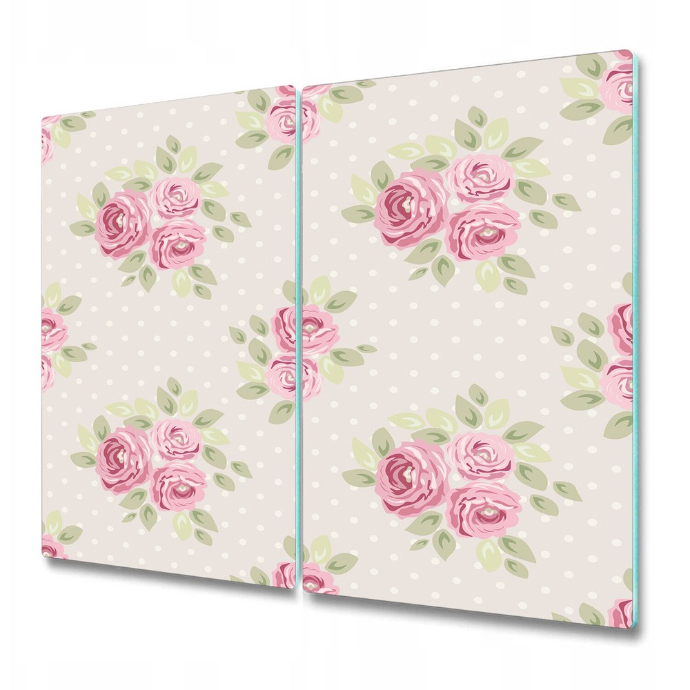 Glass Chopping Board Worktop Saver English roses pink and green large 2x30x52