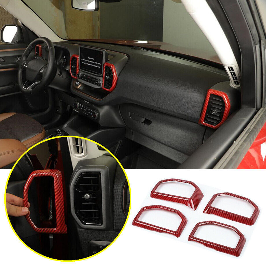 2021-2023 Ford Bronco Sport Red Carbon Fiber AC Vent Cover Trim 4-Piece