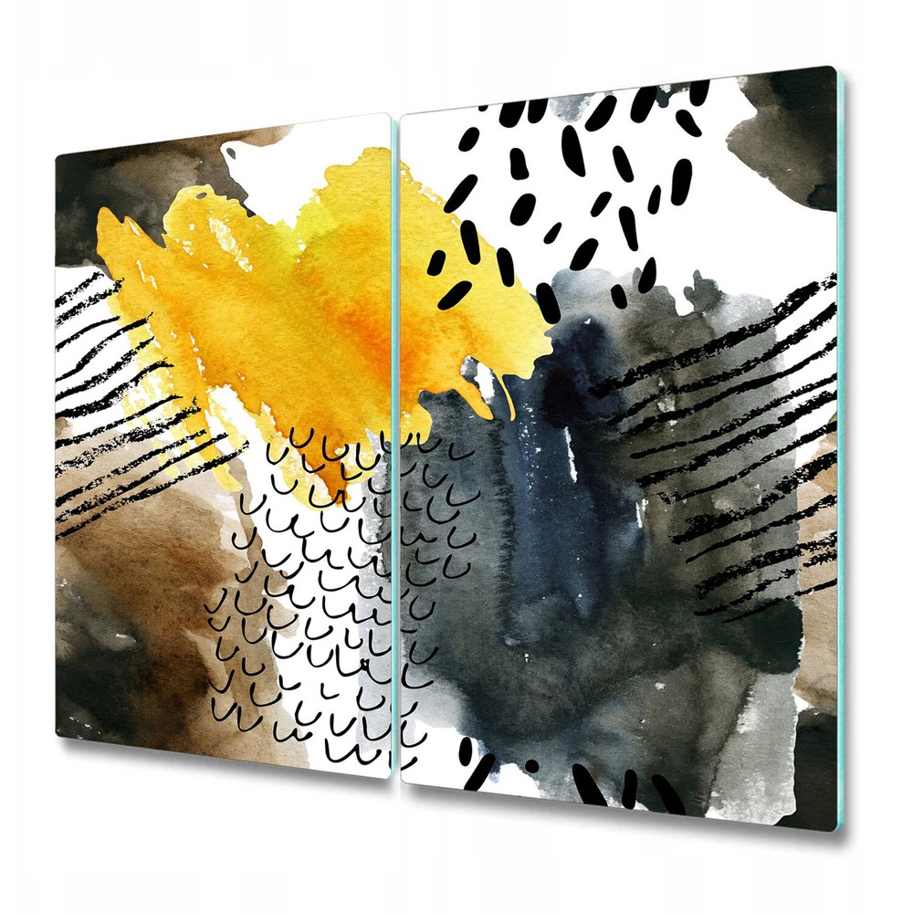 Tempered Glass Kitchen Chopping Board Abstract autumn Colours yellow and black