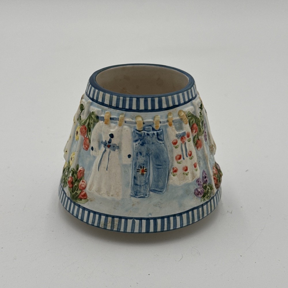 Yankee Candle Ceramic Jar Shade Topper Laundry Day Floral Country Discontinued