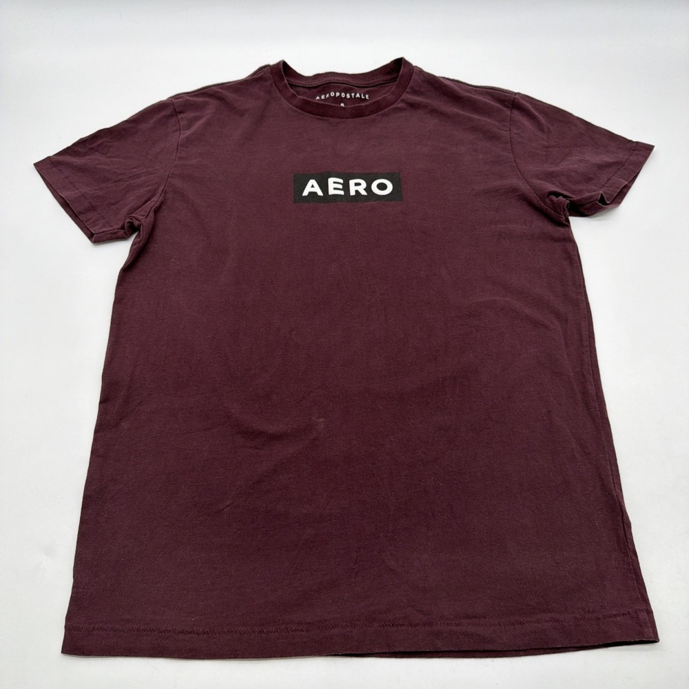 Aeropostale T-shirt Men S Burgundy Logo 100% Cotton.#39683